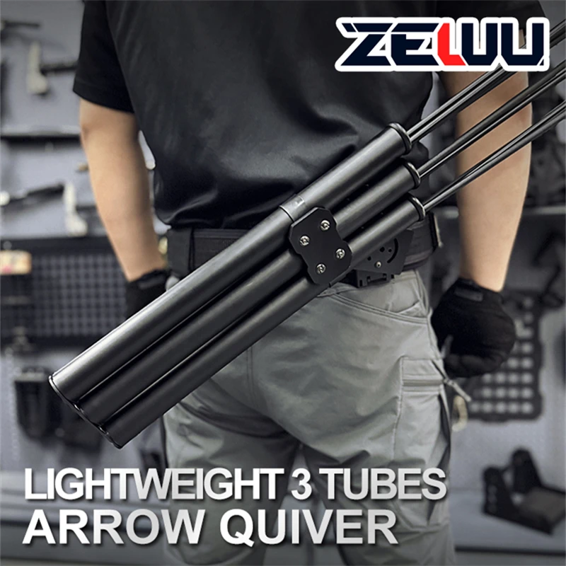 Lightweight Tatical Arrow Quiver 3 Tubes Arrow Holder Portable Belt Strape Hunting Carbon FibreTube Hunting ArcheryAccessories