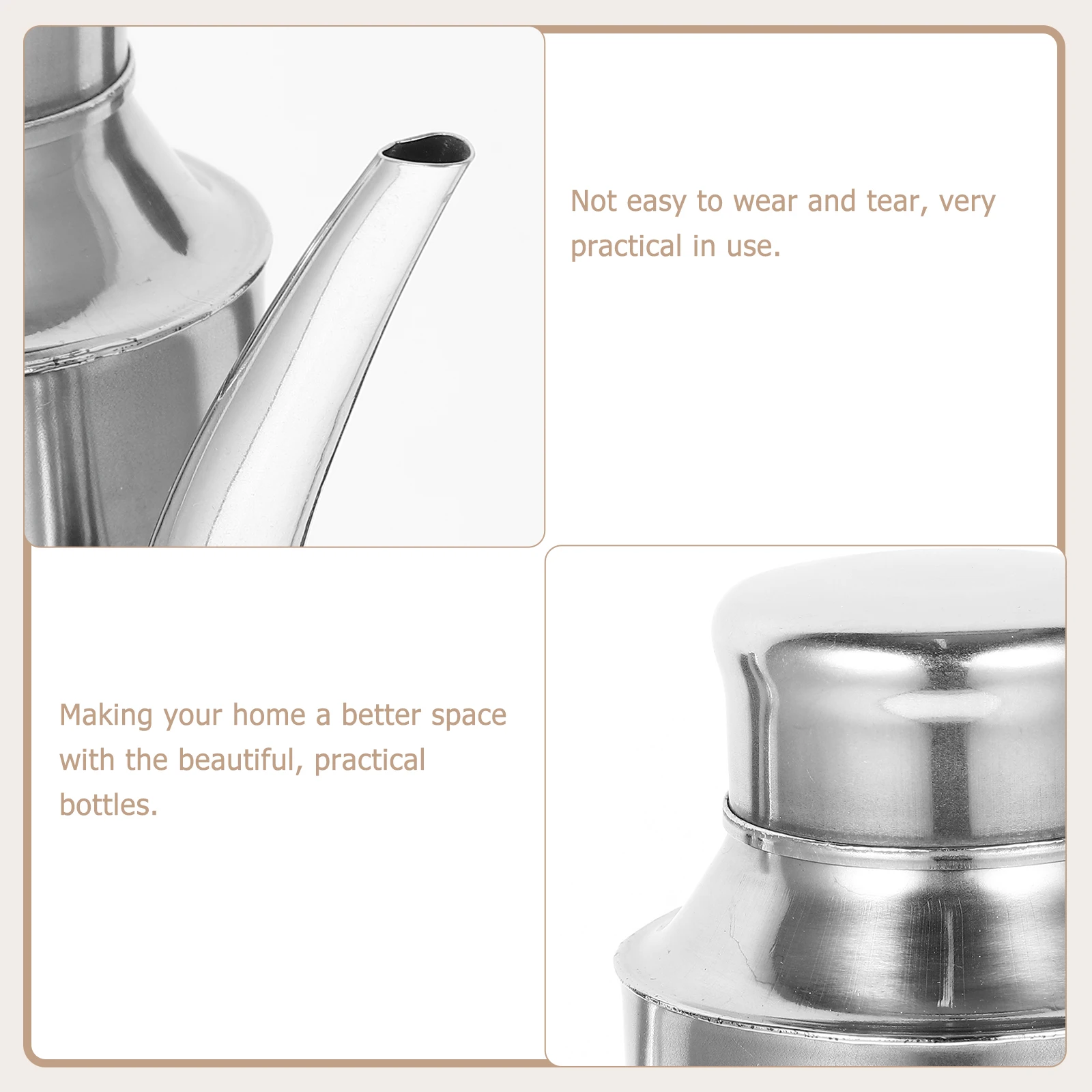 

Stainless Steel Oil Pot 11oz Thick Soy Sauce Bottle Reusable Kitchen Condiment Tool Practical Bottles Vinegar Storage