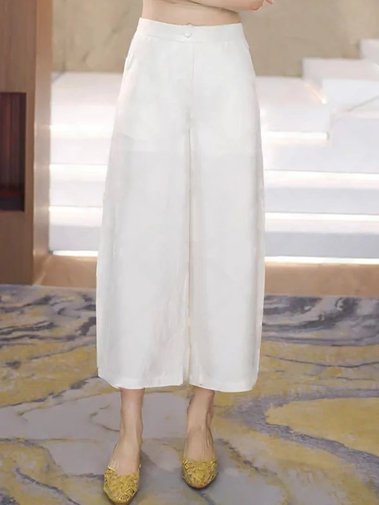 Faionable pantalons décontractés femmes été 2025 nouveau Sle petite taille à la mode ample polyvalent Simple pantalon à jambes larges trajet Sle