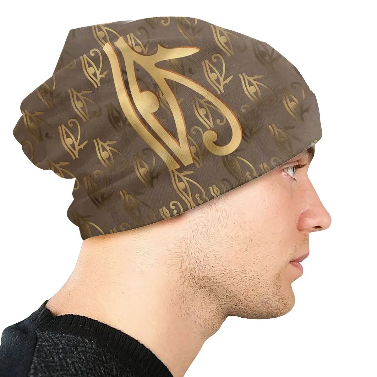 Skullies Beanies Caps Gold Hieroglyphics Golden Eye Of Ra Thin Hat Autumn Spring Bonnet Hats Men Women\'s Street Ski Cap