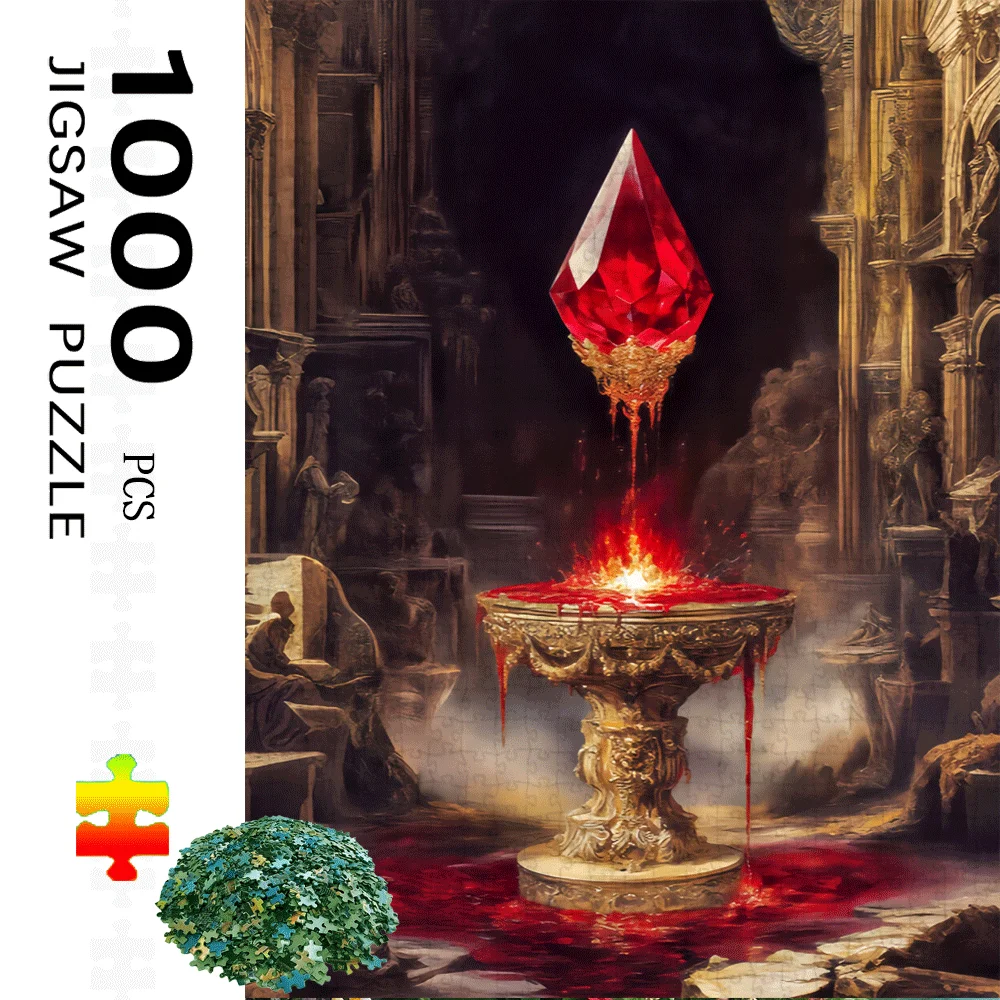 Cristal, quebra-cabeça de sangue 1000 pçs grande quebra-cabeça brinquedo adulto jogo presente família jogo interativo quebra-cabeça diy decoração para casa cérebro challe