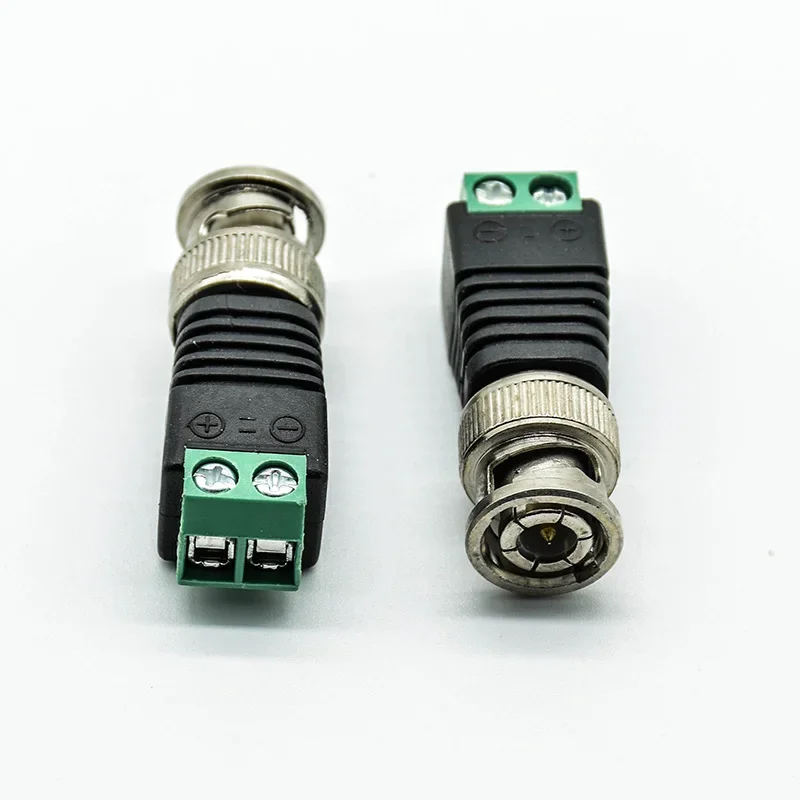 2pcs  Coax BNC Connector UTP Video Balun Connector BNC Plug DC Adapter For CCTV Surveillance Camera CCTV system