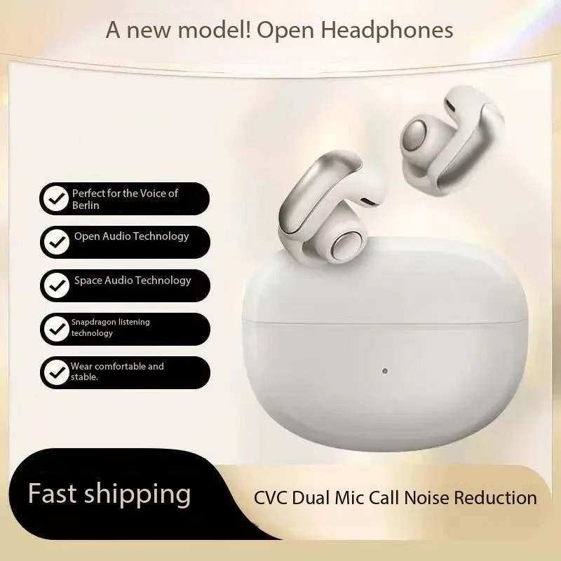 Newest Black Technology Ear Clip Wireless Bluetooth Earphones Noise Reduction Sport Comfortable Wearing Headphones