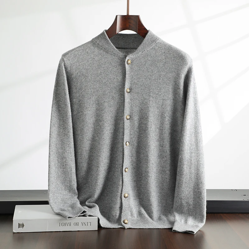 

Shawl Collar Cardigan Men's Sweater Basic Soft Warm 100% Cashmere Knitted Regular Fit Comfort Long Sleeve Button Tops