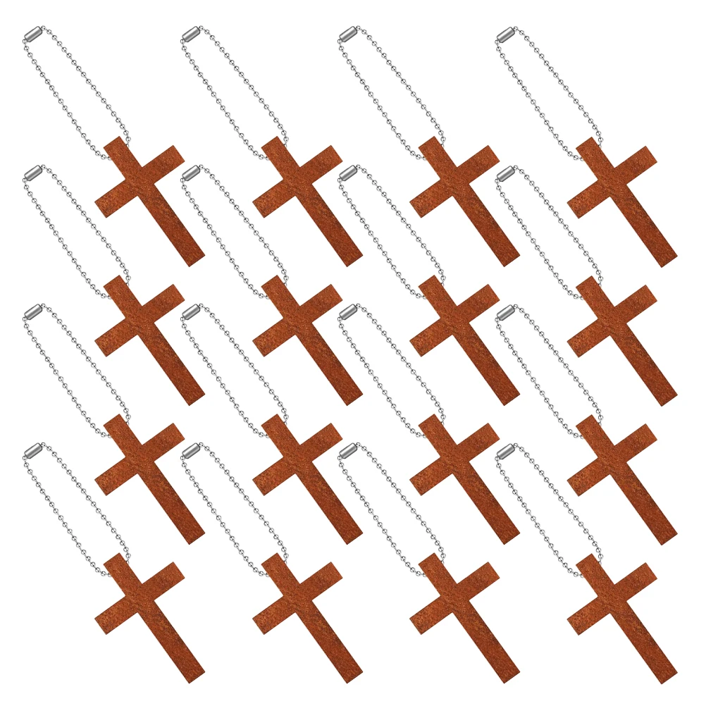 

40 Pcs Cross Pendant Hand Held Palm Hanging Ornament Bracelet Jewelry Findings Wood Crafts
