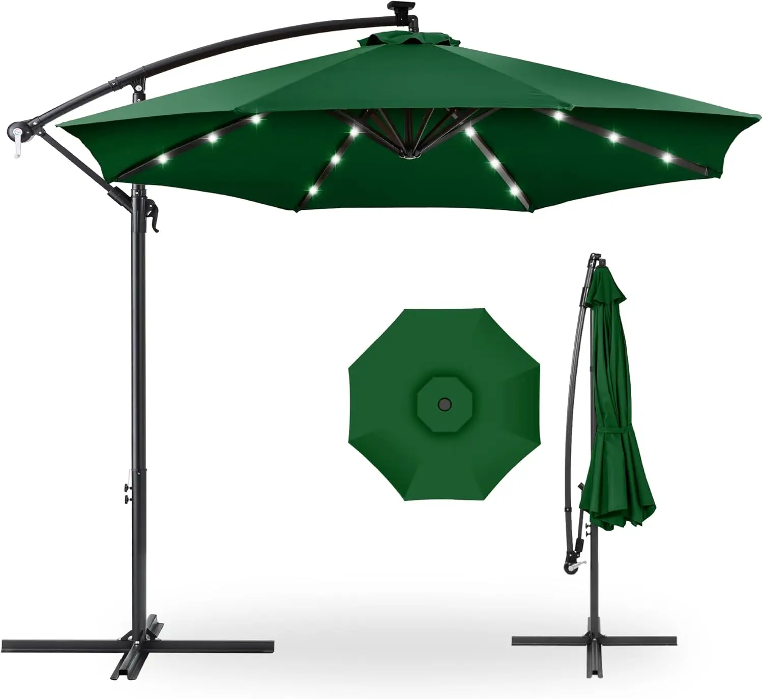 

Choice Products 10ft Solar LED Offset Hanging Market Patio Umbrella for Backyard, Poolside, Lawn and Garden w/Easy Tilt Adj