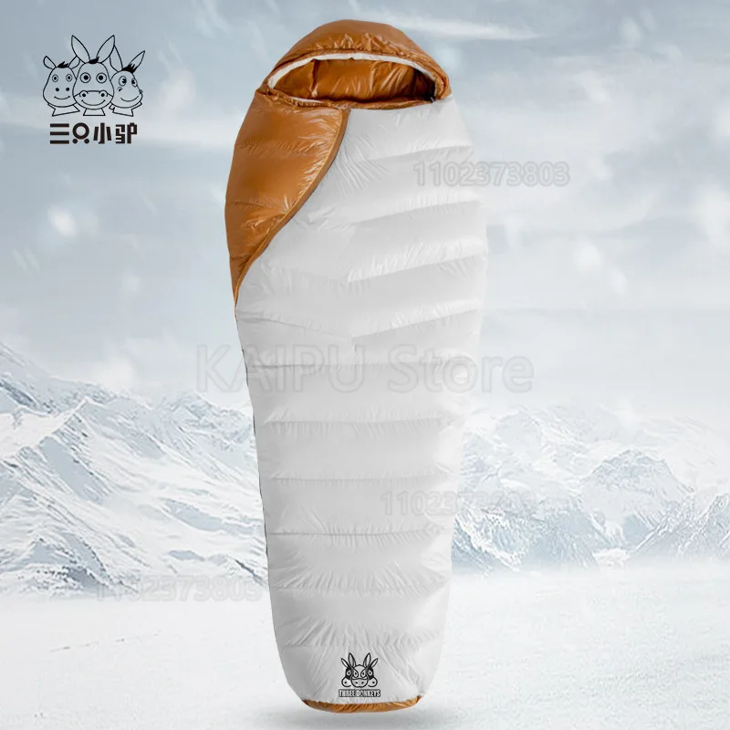 

White duck down mummy down sleeping bag adult outdoor camping winter thickened cold minus 30 degrees Sleeping Bags
