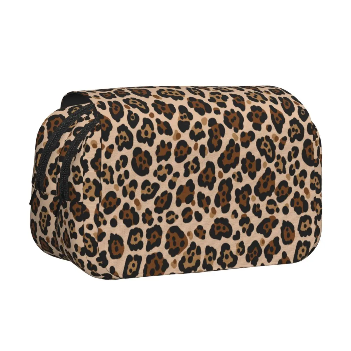 Animal Print Leopard Double Clamshell Pen Case Pencil Box Pen for Girls Boys Large Storage Bags Office Zipper Accessories