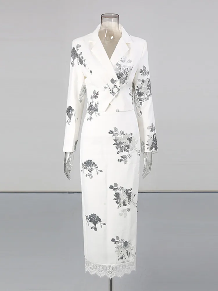 ZMEENNA نماذج جديدة للسيدات مكونة من قطعتين سترة منقوشة بالترتر وتنورة طويلة مجموعة ملابس الحفلات ملابس سهرة أنيقة ZM3937 #5