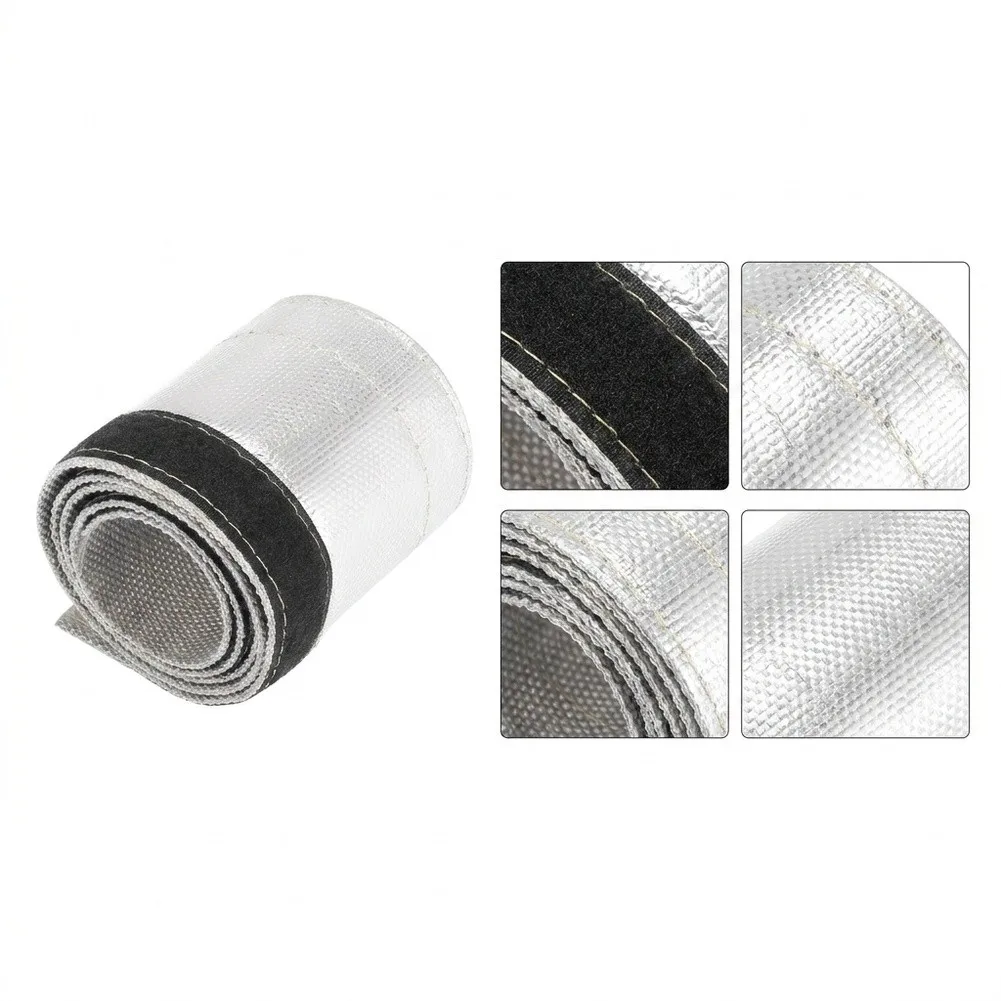 Aluminum Titanium Fiberglass Heat Protection Sleeve 2m Long for Encasing Wires Hoses and Pipes Exposed to Continuous High Heat