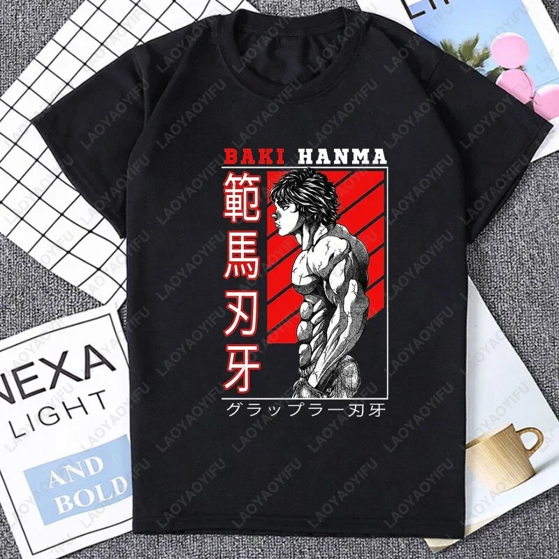 Fighting Animation Yujiro Hanma Fans Tshirt Baki The Grappler Anime ACG Otaku T Shirt Men Clothes Summer Streetwear Harajuku Tee