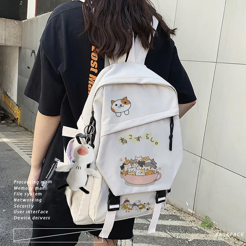 Cat Backyard Neko Backpack Students Cute School Bag Kawaii Girls Boys Backpack Laptop Female Fashion Anime Book Bags