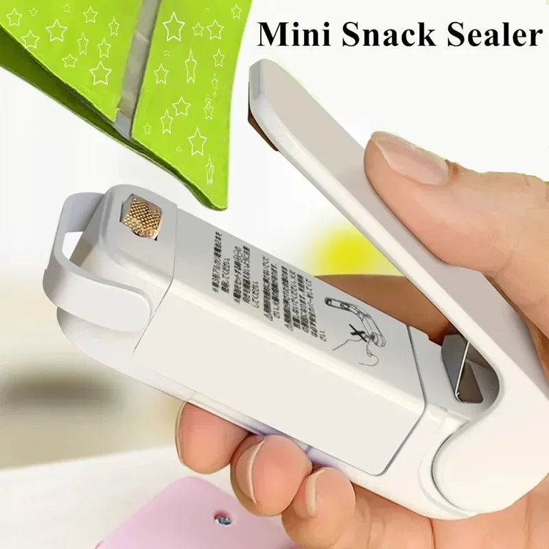 Portable Bag Heat Sealer Plastic Package Storage Bag Clip Mini Sealing Machine Handy Sticker Seal for Food Snack Kitchen Gadgets