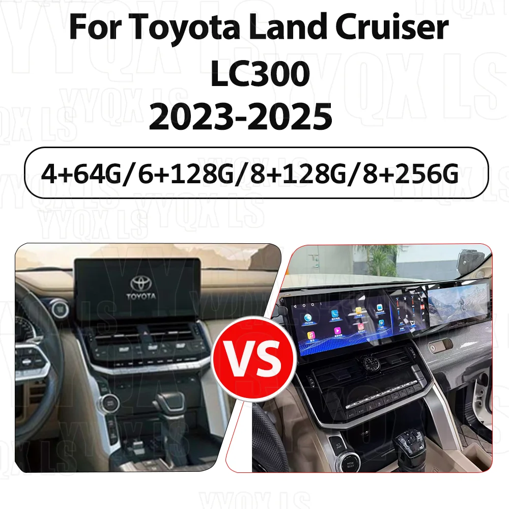 For Toyota Land Cruiser LC200 Upgrade 22 LC300 2023-2025 Multimedia Video Player GPS Android Auto Car Radio Stereo Carplay