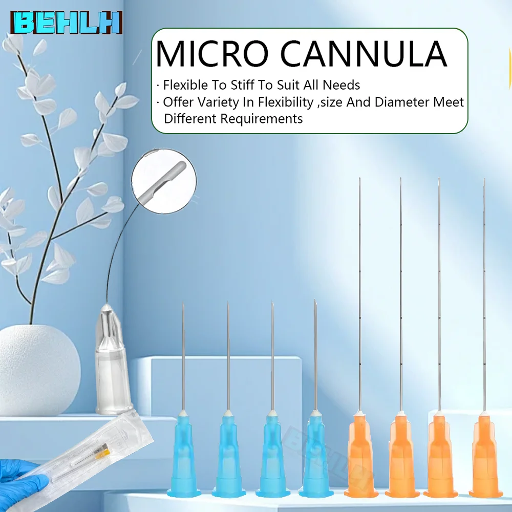Micro Cânula sem Ponta Descartável Micro Peças de Ferramenta Nasal Enchimento Facial Nasal Nariz 22g 25g 50 mm 70 mm