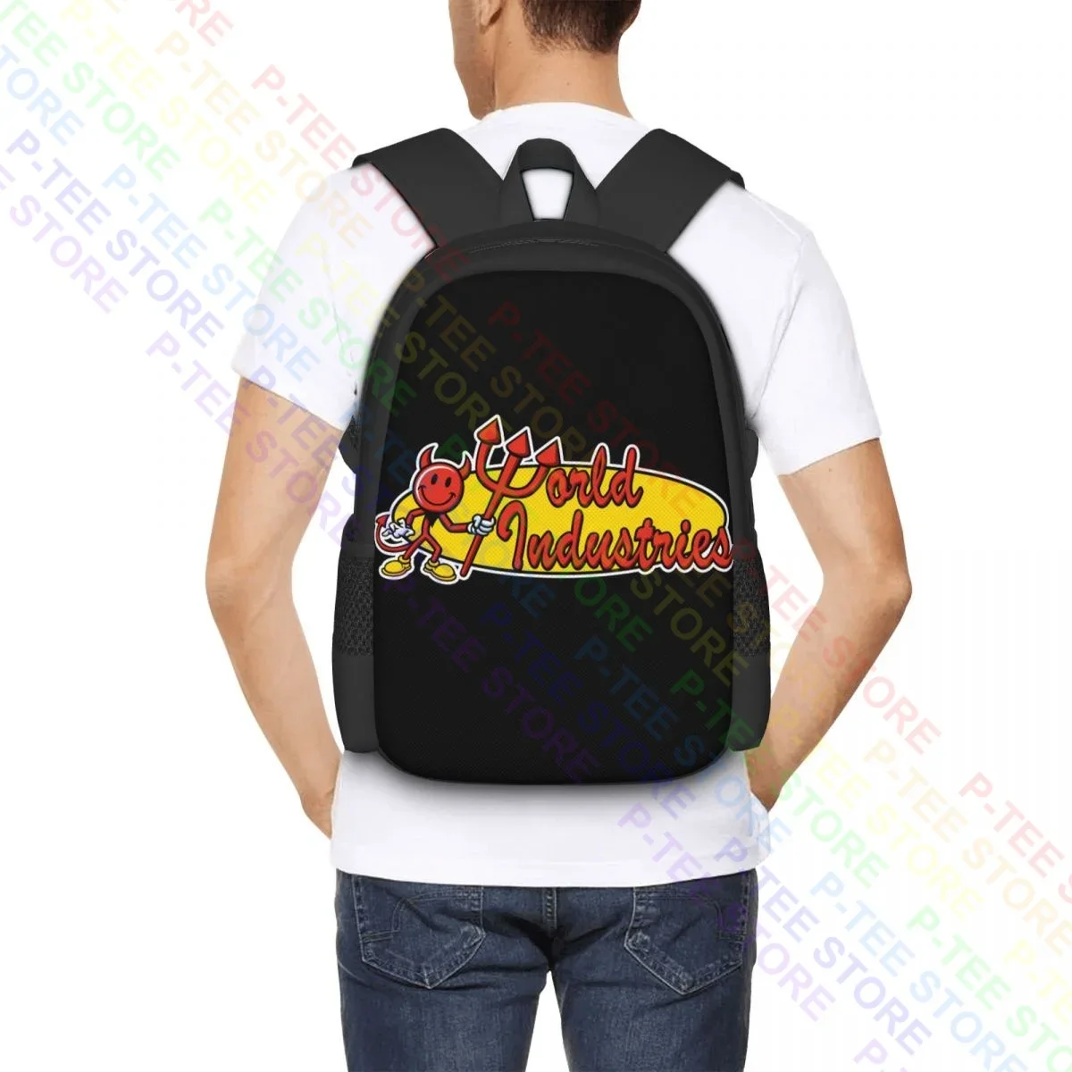 Large World Industries Skateboard DevilBackpack Large Capacity Bookbag Schoolbag