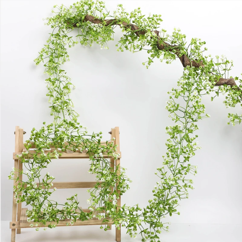 175cm White Gypsophila Artificial Vine Plastic Fake Rattan DIY Garland Home Wedding Wall Hanging Decoration Green Plant