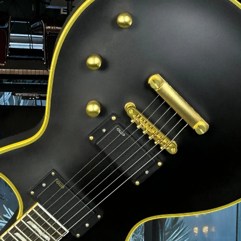 

Gift Christmas Black LPAUL Electric Guitar Mahogany Body Flamed Fingerboard Free Shipping