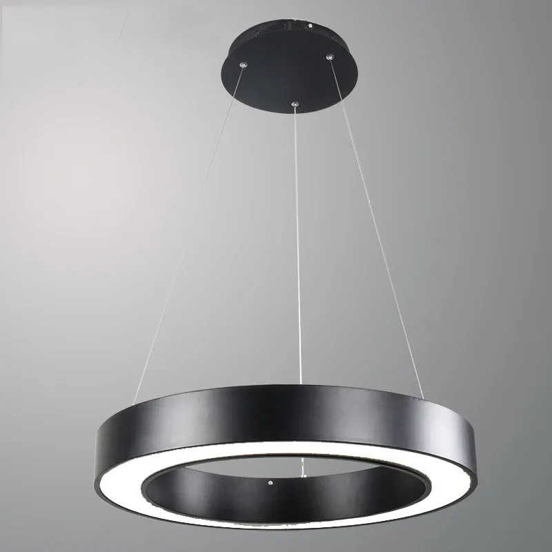 40 60 80CM Simple Modern LED Pendant Lights Round Circle Suspension Hanging Lamp Office Home Decoration  Black White