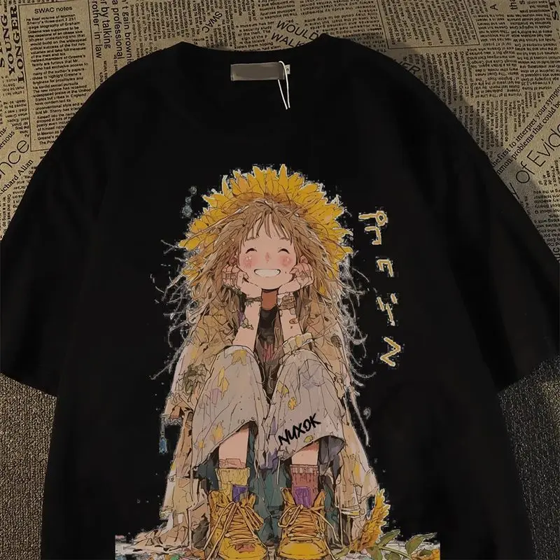 

Harajuku Hip Hop T-shirt Short Sleeve Streetwear Print Style Oversized T Shirt Tops Y2k Casual Shirts for Women