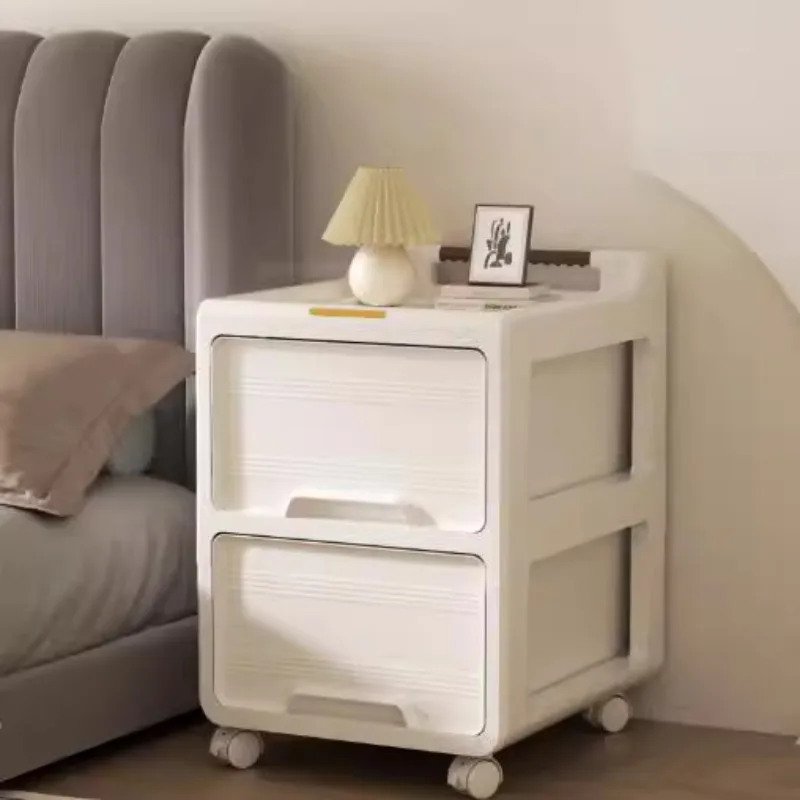 

Bedside table simple modern home bedroom rental room rack 2024 new plastic mobile simple storage box