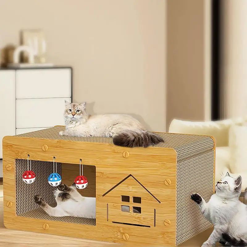 Cat House Cat Scratcher Box Cat Bed Large Scratching Board Cats Nest kitten Scratching Pad Lounge pets cat playing house toys