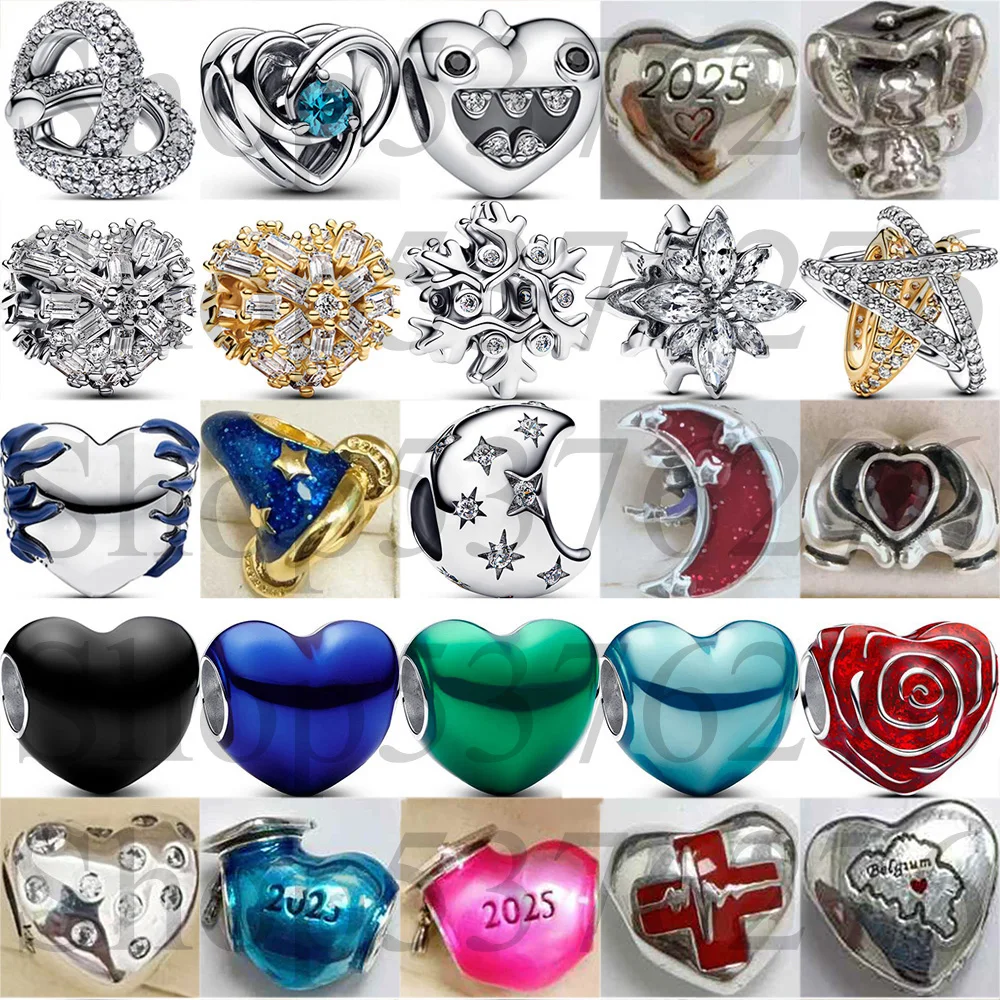 

Бусина из стерлингового серебра 925 пробы, выпускной 2025, сверкающий северный кроссовер, подвеска со звездой, подходит для модного женского браслета, подарок, ювелирные изделия своими руками