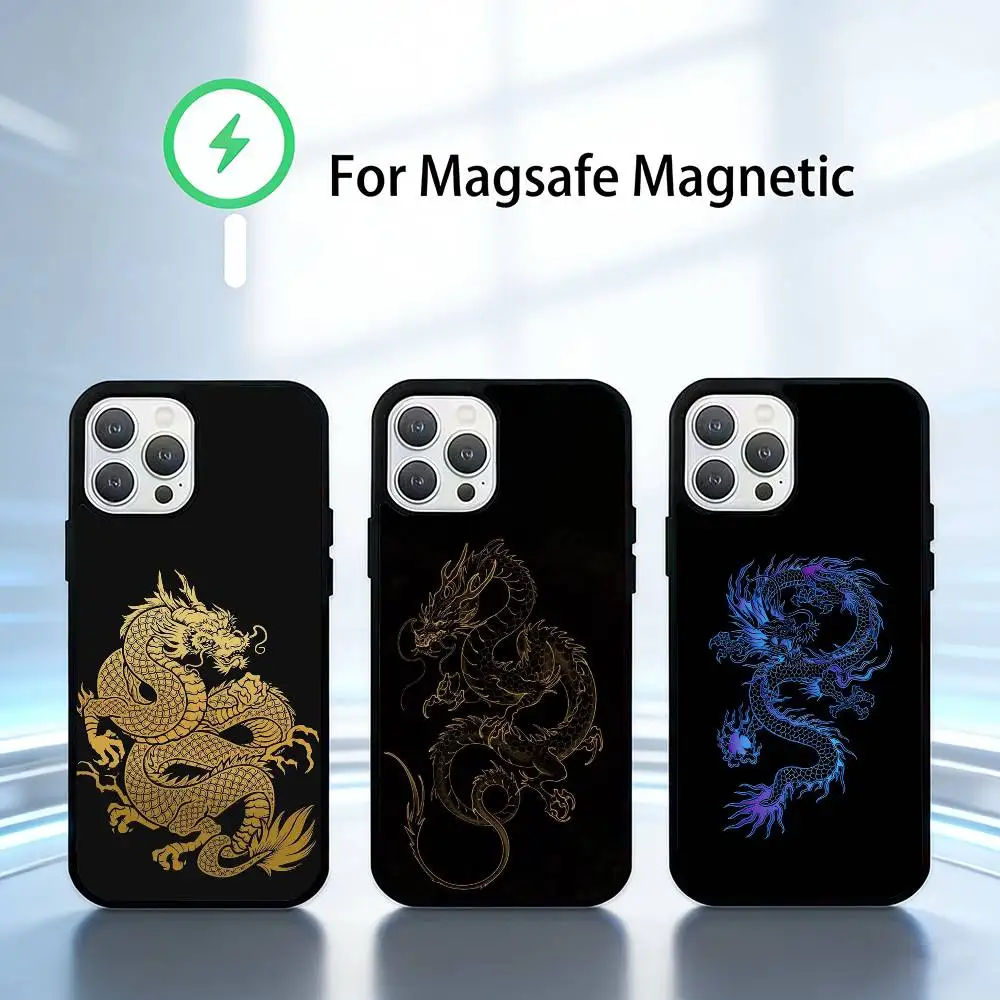 

Luxury Dragon Embossed Phone Case For iPhone 14,16,15,13,17,12,Plus,Pro,Max Magnetic For Magsafe Frosted Cover