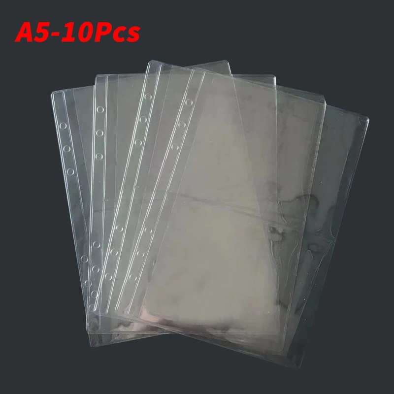 10 pçs a5 grosso pvc transparente 6-hole 2-solt diy loose-leaf caderno documento arquivamento saco de armazenamento acessórios bolsas suprimentos