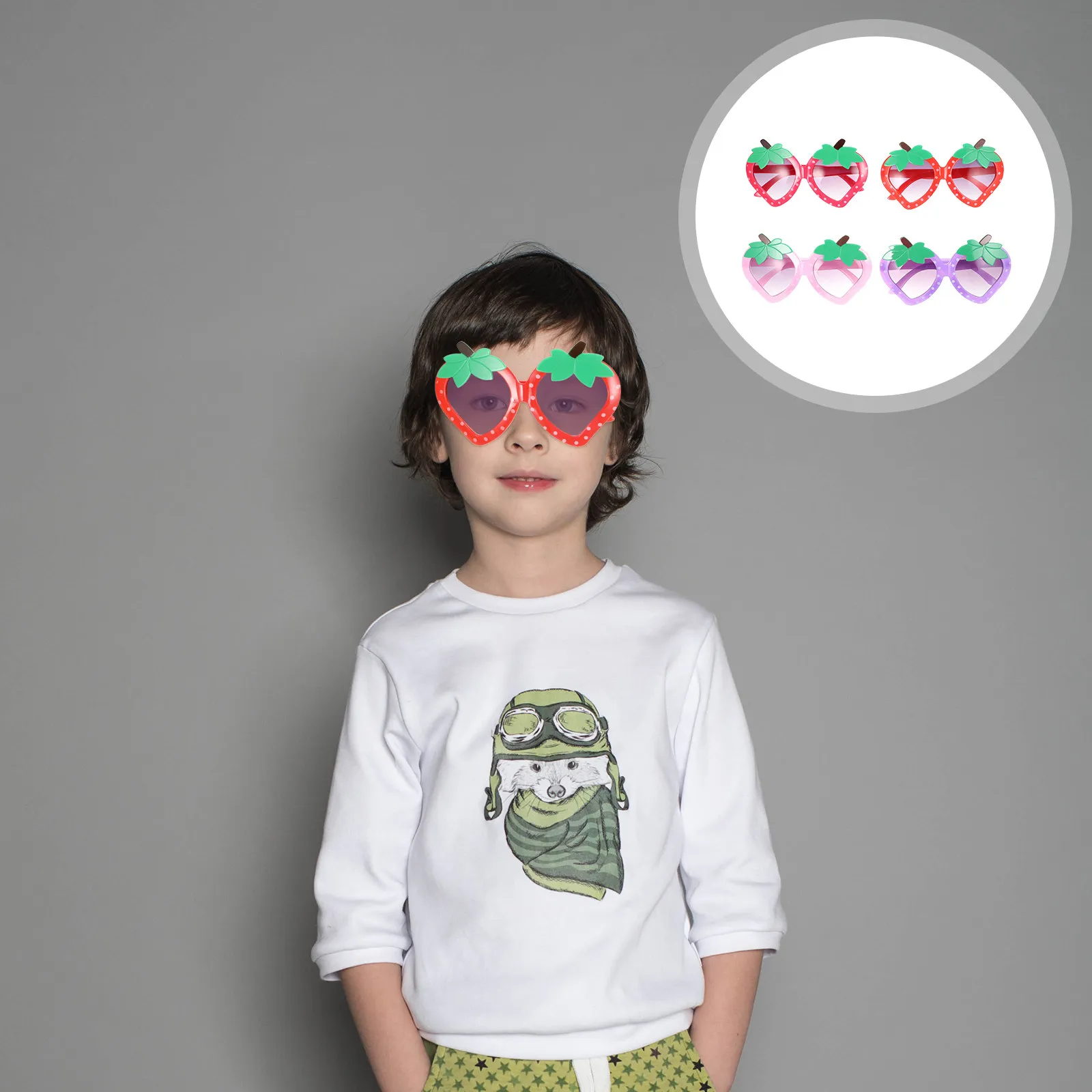 

4 пары солнцезащитных очков с клубничным дизайном для малышей, девочек, детей, для веселых вечеринок, фестивалей, декоративные, легкие, очаровательные, милые, праздничные