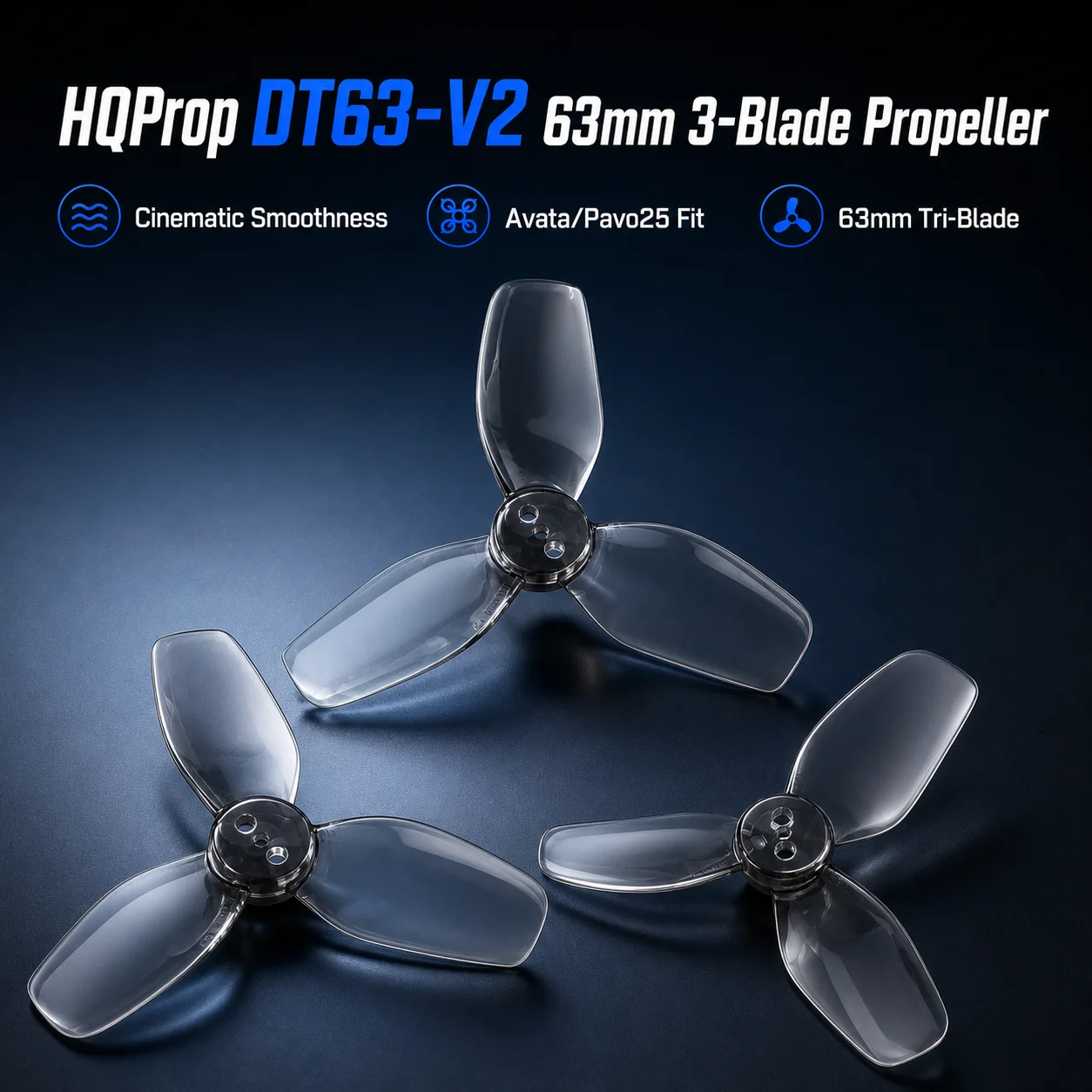 soporte de helice de policarbonato duradero hqprop dt63-v2 de 63 mm alta resistencia a impactos para kit de hardware de construccion de drones betaflight cinewhoop