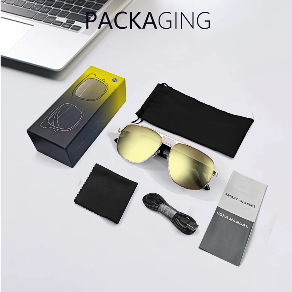 JT-GS02 Smart Bluetooth Glasses UV400 Polarized Lens AI Audio Smart Sunglasses With Microphone Voice Call Outdoor Eyeglasses