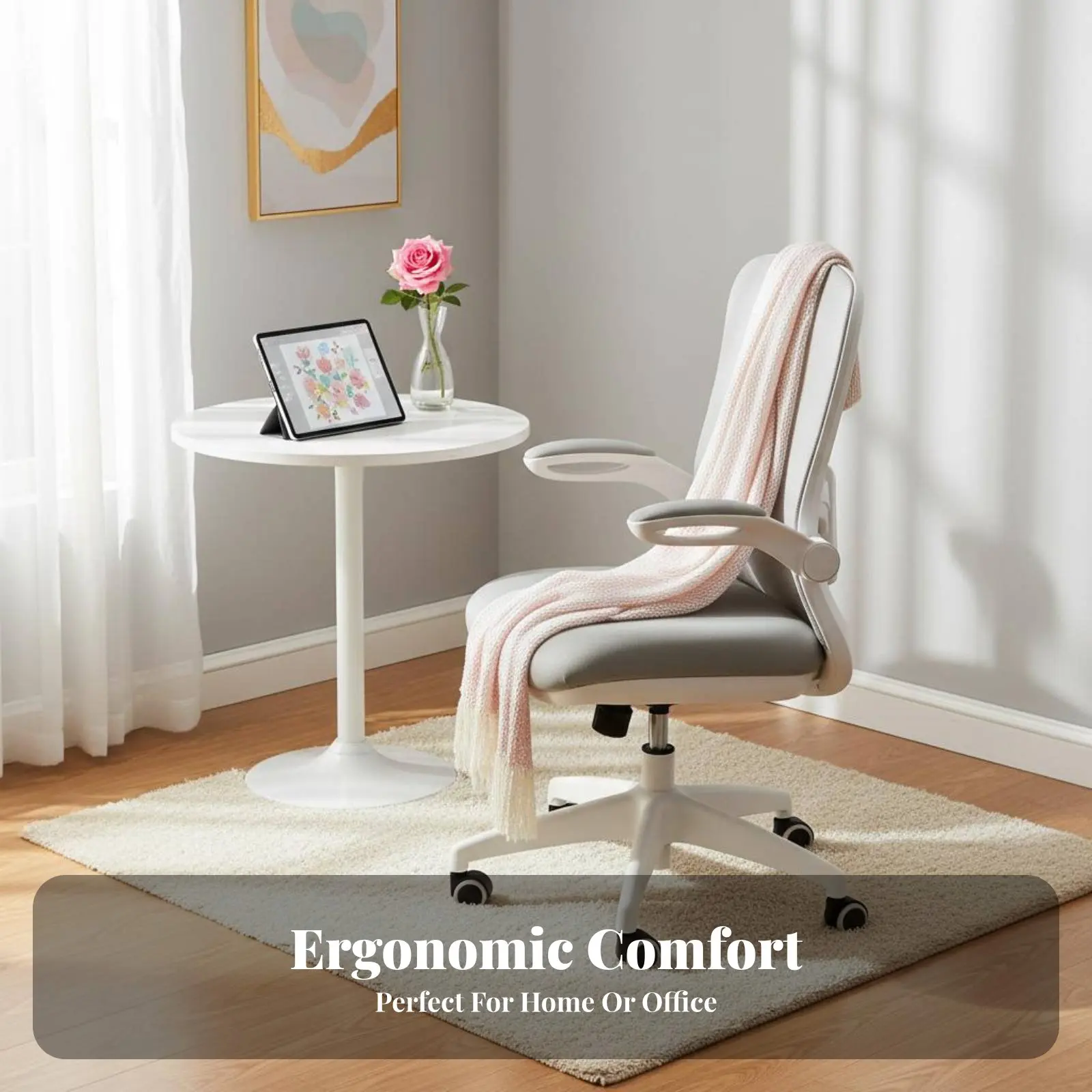 Cadeira Ergonômica Gamer de Encosto Alto com Suporte Lombar, Móvel de Escritório Reclinável com Apoio de Cabeça Ajustável para Mulheres, Estudo