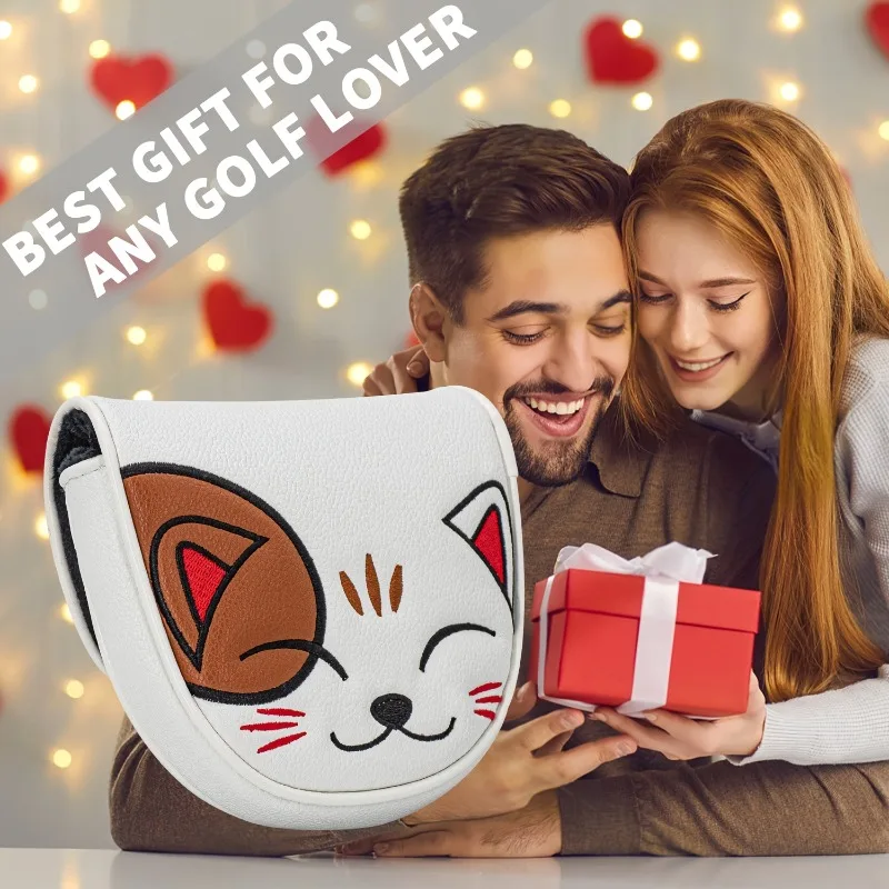Penutup Kepala Golf Pusher - Maneki Neko (Keberuntungan) Pelindung Klub, Bahan PU, Pusher Setengah Bulat, Tahan Lama