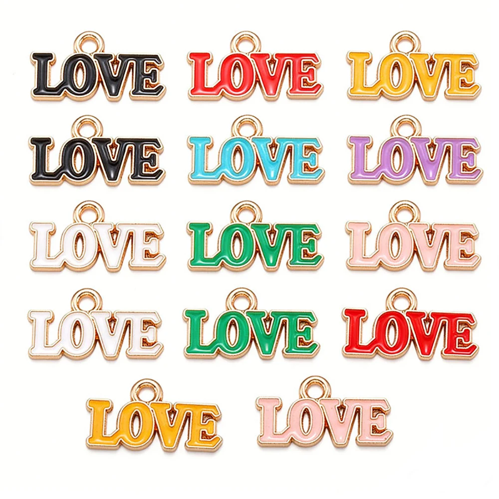 200pcs/lot DIY Jewelry Accessories Alloy Colorful Love Letter Earring Connector Bracelet  Pendant