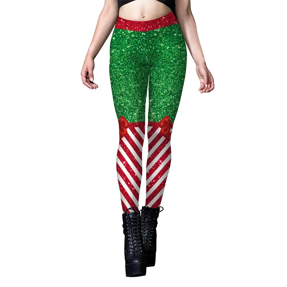 3D Kerstboom Print Dames Yogabroek Mode Creatieve Fitness Sport Elastische legging Outdoor Running Hoge taille broek