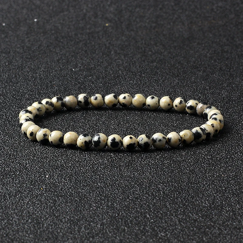 4MM Reiki Naturstein Perlen Armbänder Für Frauen Männer Achat Lava Stretch-Armband Großhandel Tiny Armreifen Handgemachte Einfache schmuck