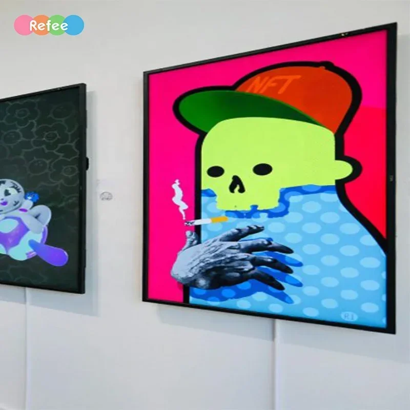 رائجة البيع 21.5 "32" 40 "55" شاشة فنية كبيرة الحجم صورة فنية NFT 4K عرض فيديو معرض واي فاي أندرويد LCD إطار صور رقمي