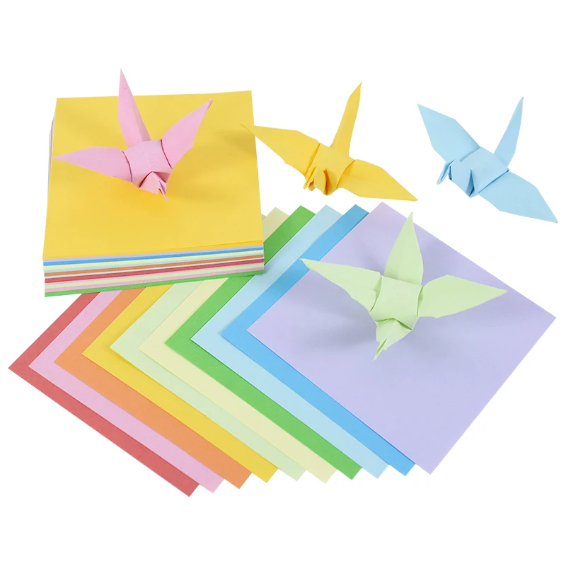 100pcs Craft Paper Multi-Color Children DIY Handmade Double Side Fold Paper Crane Handicrafts 8cm/10cm/12cm/15cm Origami Paper