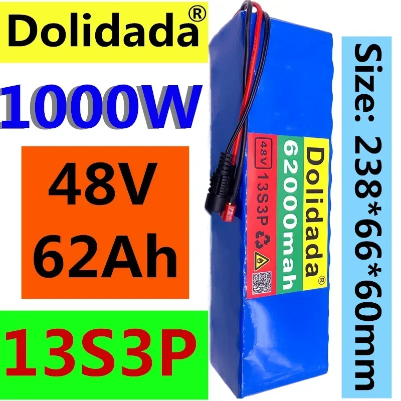 2020 NEW 48V62Ah 1000w 13S3P 48V Lithium ion Battery Pack 62000mah For 54.6v E-bike Electric bicycle Scooter with BMS