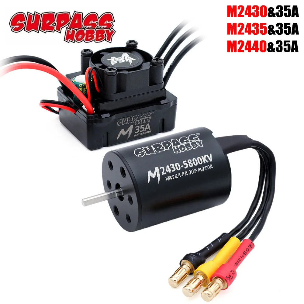 

SURPASS HOBBY Waterproof M2430/2435/2440 Brushless Motor W/ M35A ESC 2S Combo for 1/16 1/18 RC Truck Monster Car Boat