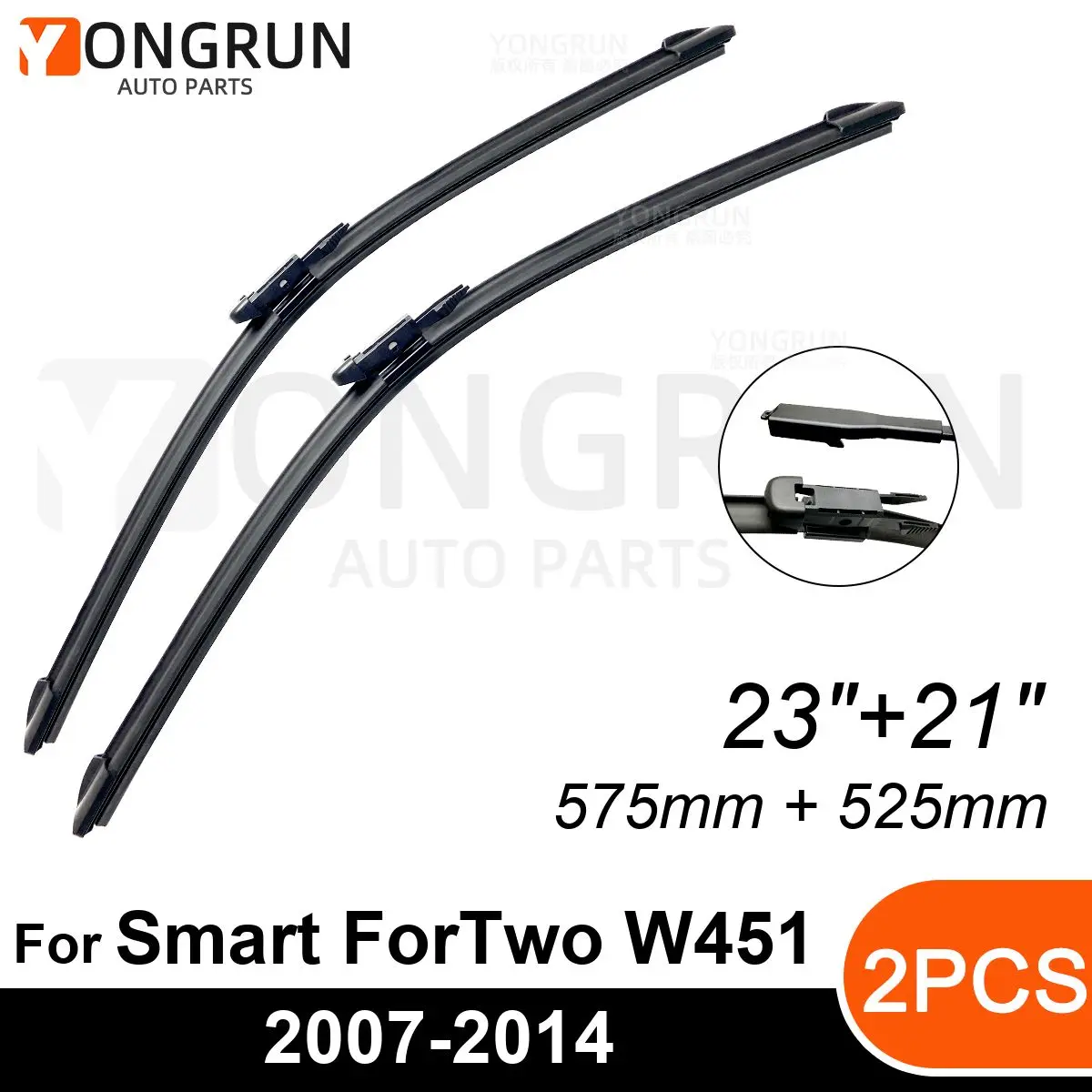 

Front Wipers For Smart ForTwo W451 2007-2014 Wiper Blade Rubber 23"+21" Car Windshield Windscreen Accessories2010 2011 2012 2013