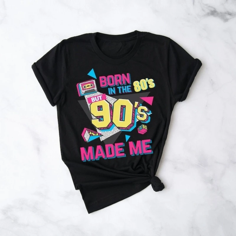 

90s T Shirt 90's Shirt 90s Theme Party Shirts Retro Graphic T Shirts Funny Personality Women Clothing Vintage Tees Fashion Tees