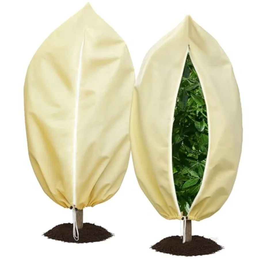 

Чехлы для растений, защита от замерзания, 2 шт., 47,270,8 с застежкой-молнией и шнурком, морозные салфетки для уличных садовых растений, деревьев в горшках, Wi