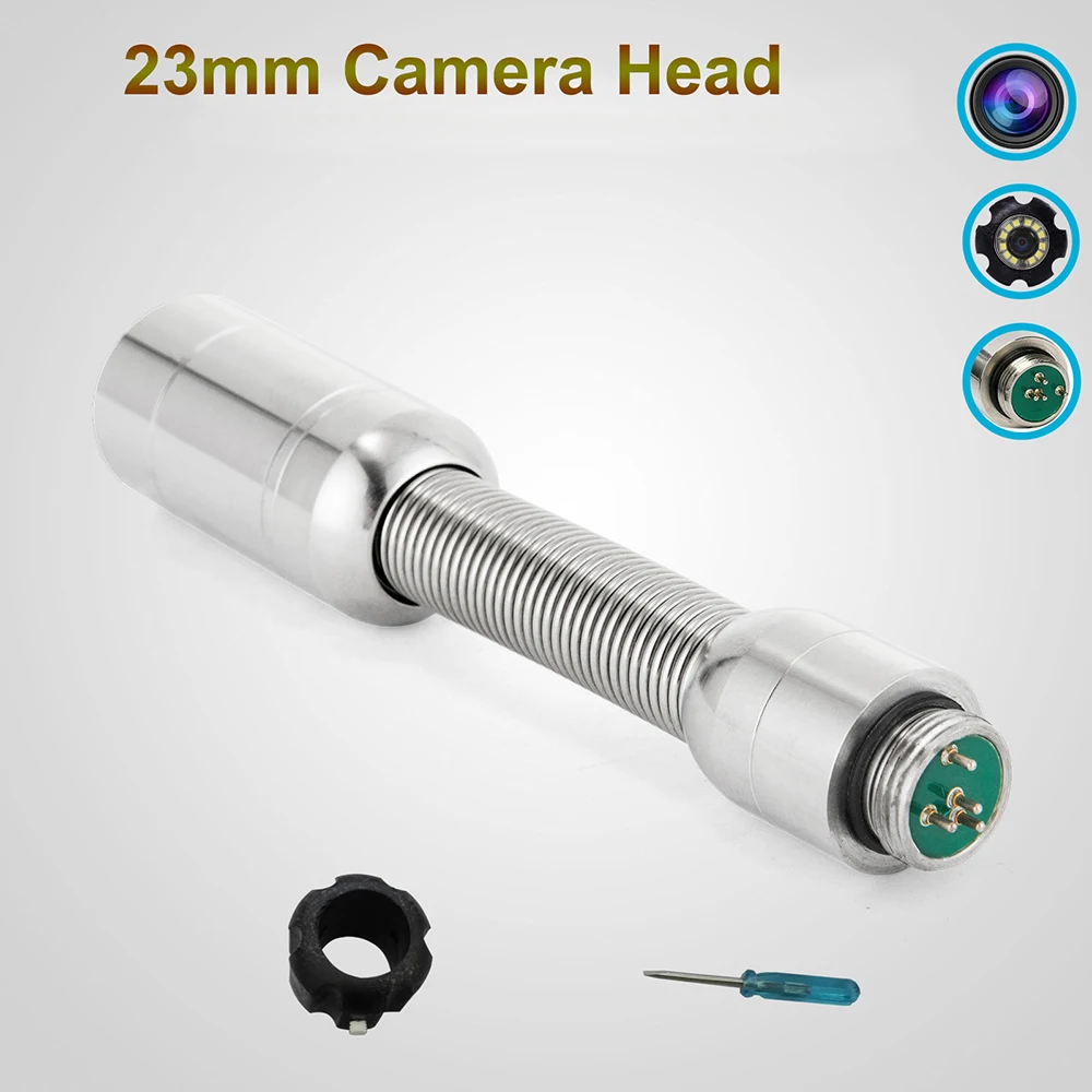 23mm Pipe Drain Sewer Endoscope Inspection Camera Head Replacement With 12pcs LED Lights IP68 Waterproof