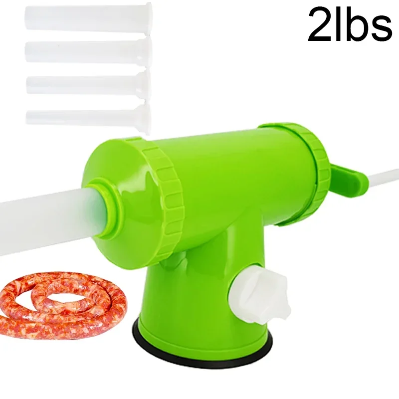 

Manual Sausage Stuffer 2lbs Sausage Maker Plastic Meat Filler Sausage Filling Tool Stuffer Funnel 14/19/25/28mm Tubes