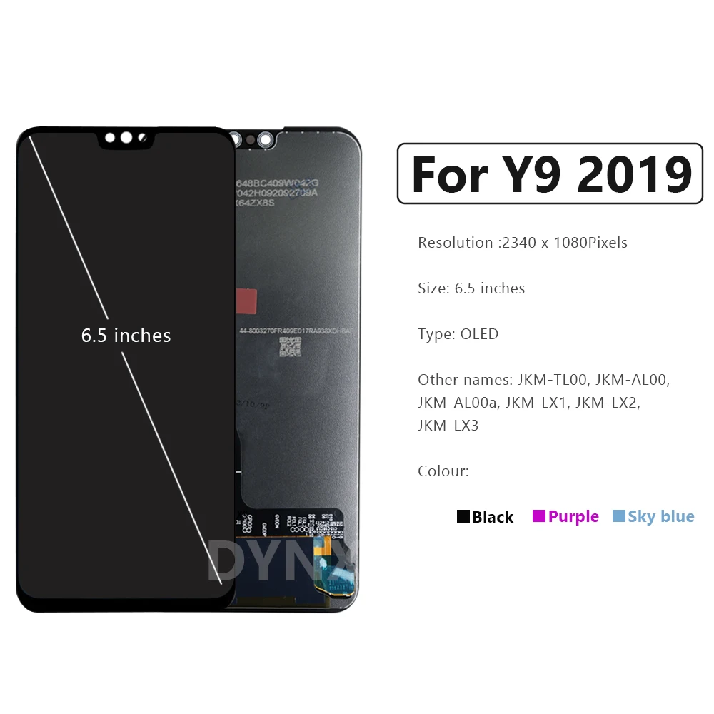 シャーシ付きLCDタッチスクリーンセット,2019インチ,Huawei y9 6.5用スペアパーツ