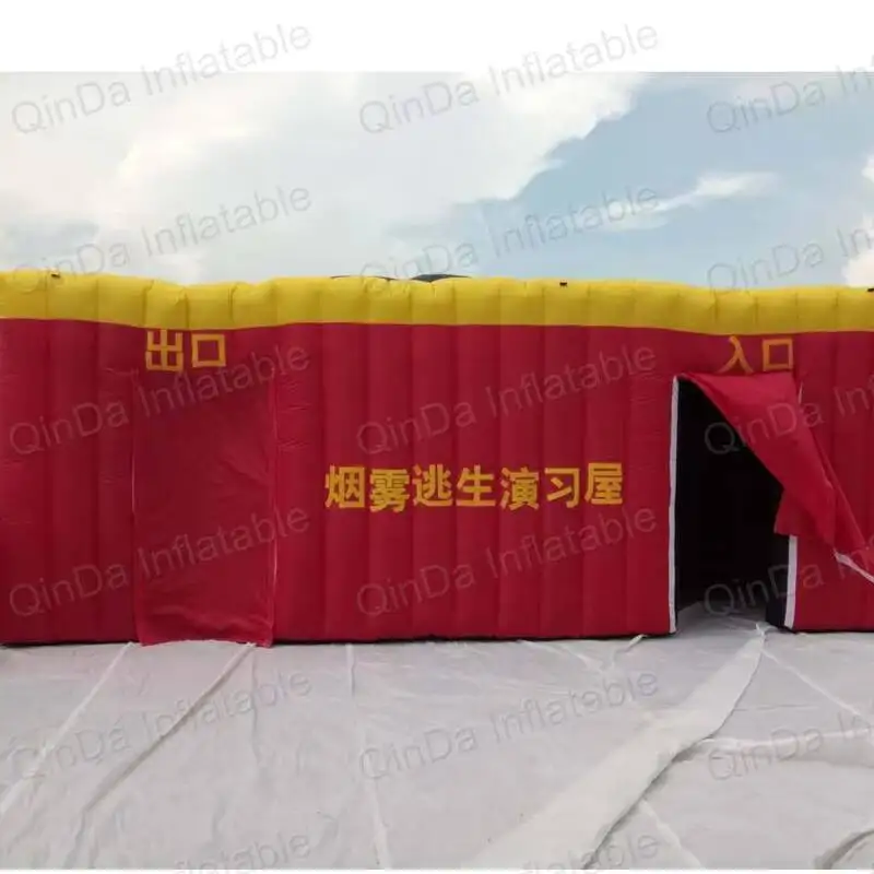 Children Fire Education Tunnel Imitation Room Inflatable Fire Tent , Simulated Smoke Room Escape Tent