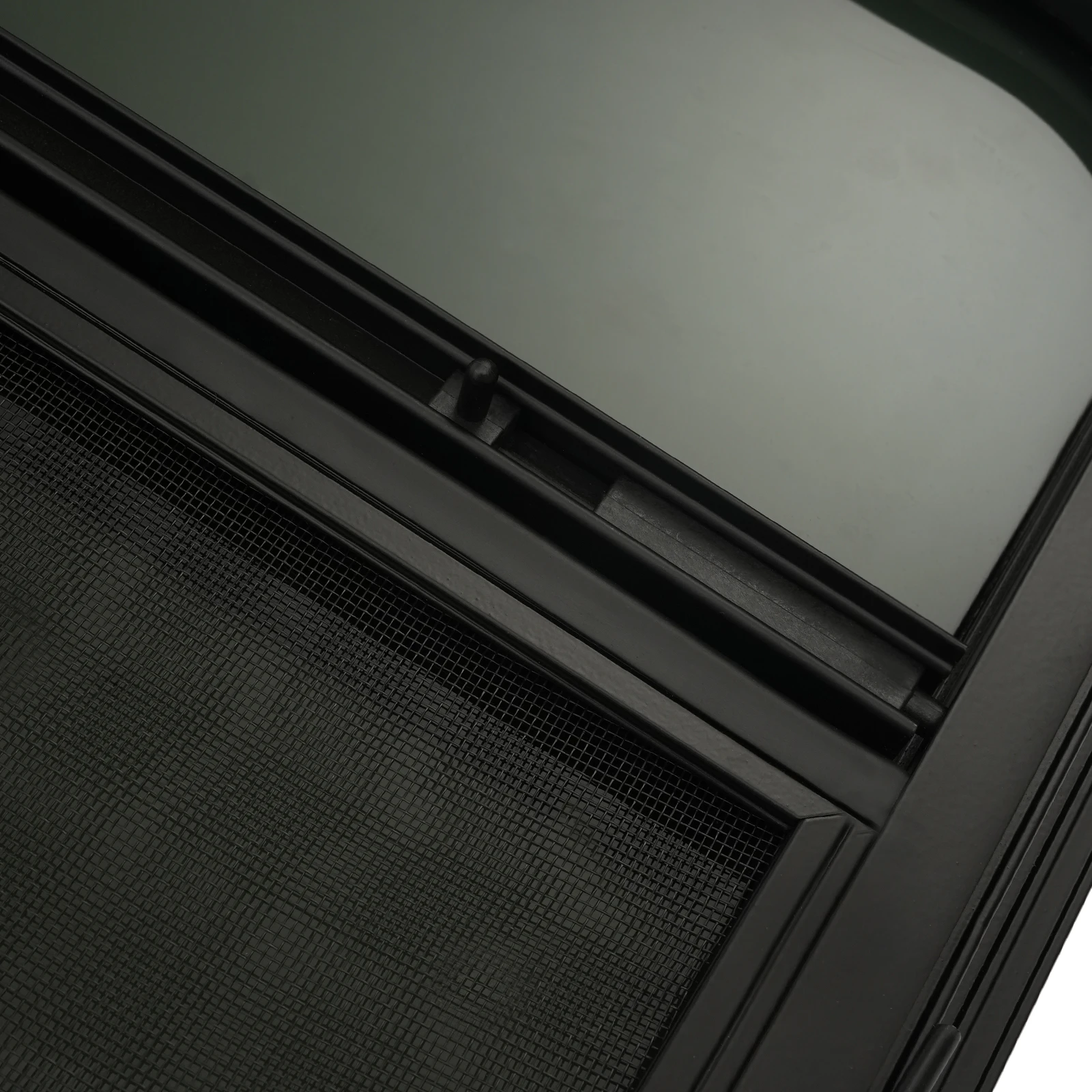 نافذة RV، نافذة منزلقة عمودية سوداء، عالمية لتخييم المقطورة مقاس 14 بوصة × 16 بوصة، استبدال فتحة تهوية الحائط مع قفل خصوصية للشاشة #6