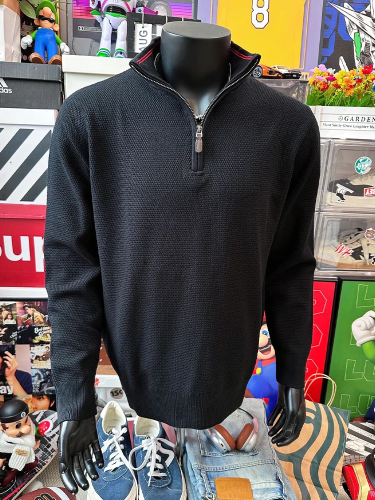 

Мужской вязаный свитер Bla American Sle f с воротником-стойкой на молнии, осенне-зимний, в стиле кэжуал, премиум-класса, пуловер Cleanfi